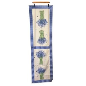 IMS Luxury Living Line Lavender Floral Table Runner Gingham Blue White Farmhouse